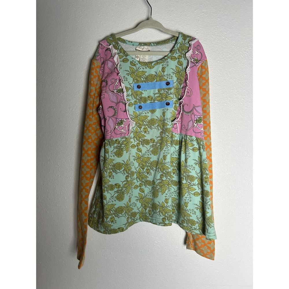 Matilda Jane Secret Fields Cottonwood Blossoms Boho Patchwork Tee Shirt Size 10